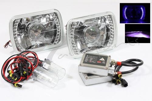 7x6 h6014/h6052/h6054 led blue projector housings+12000k purple hi/low hid combo