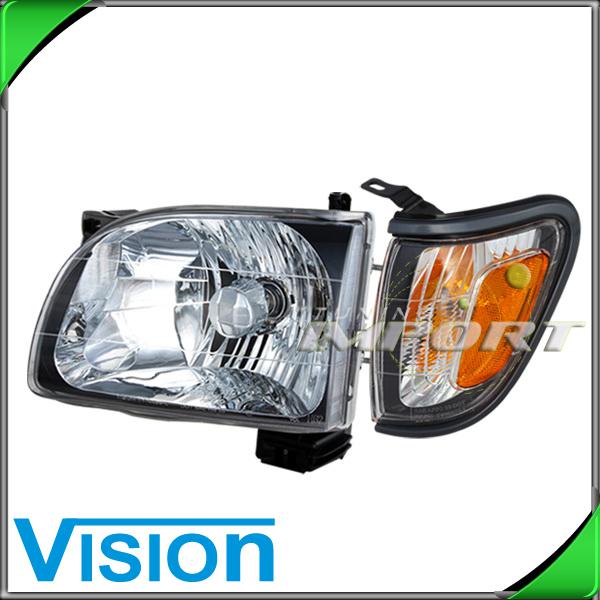 Driver side left headlight w/corner light lamp+grey bezel 2001-04 toyota tacoma