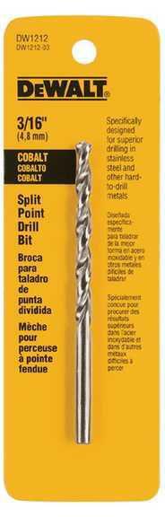 Dewalt tools dew dw1212 - drill bit, cobalt - split point; wood, metal or pla...