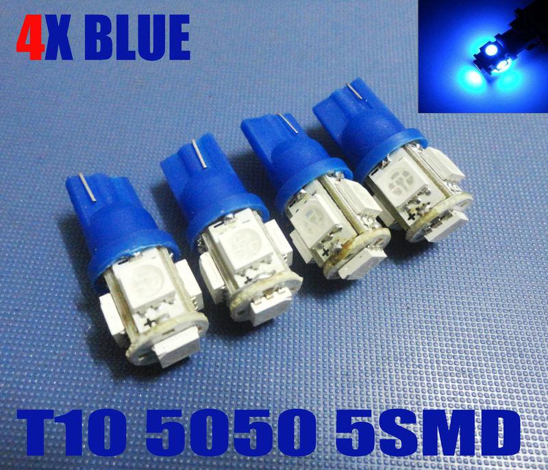 4x blue wedge 5-smd led front sidemarker lamp bulbs t10 168 194 w5w 2827 #o15