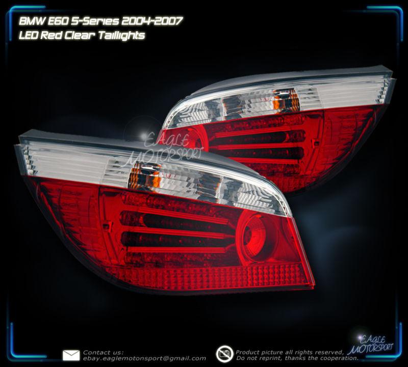 2004-2007 bmw e60 5 series 4 door sedan led red clear tail lights rear lamps