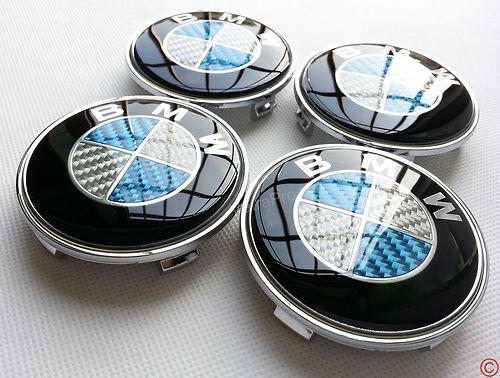 4pcs a set of new blue carbon fiber wheel hub caps emblems badges for bmw