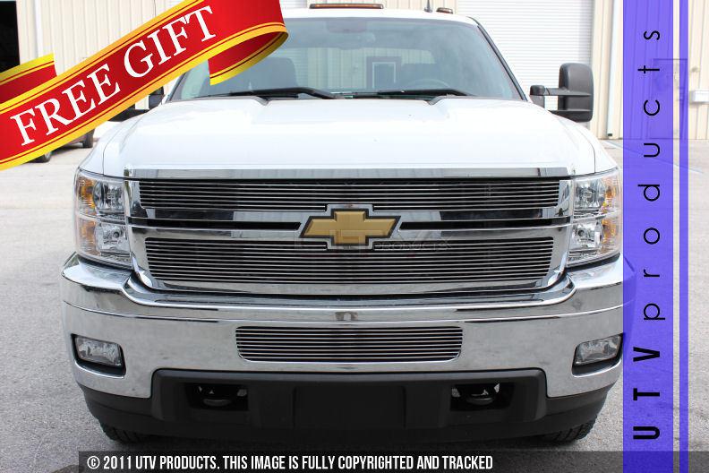 2011 - 2013 chevy silverado 2500 3500 hd billet grille combo 3pc kit chrome 