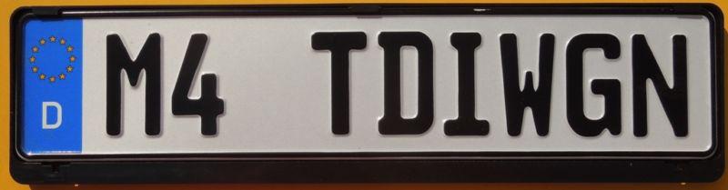 German ' m4 tdi wgn' euro license plate + black frame volkswagen golf polo wagon