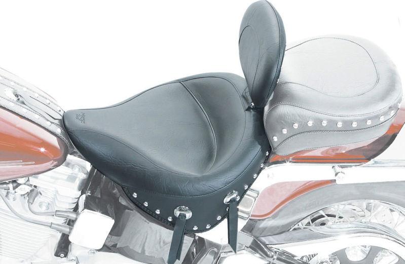 Mustang touring studded solo seat w/ driver backrest 1984-1999 harley softail