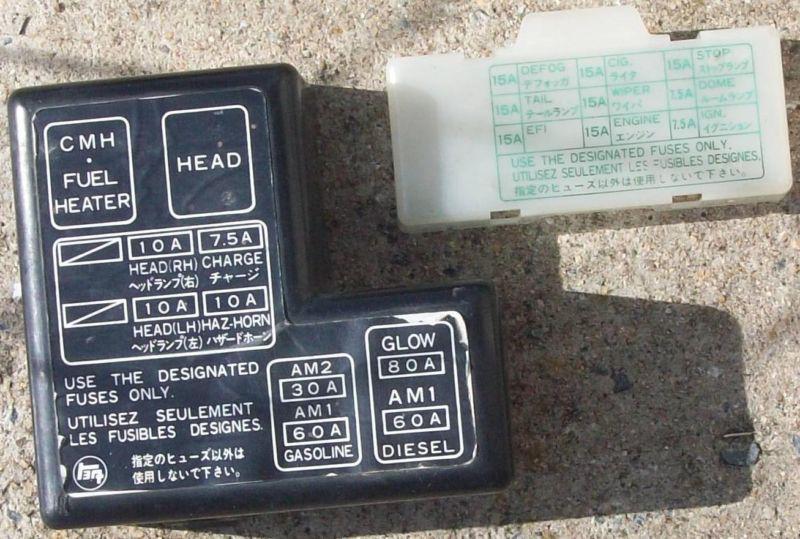 1984/1985 toyota pickup 2wd/4wd fuse covers (under-hood and driver side)