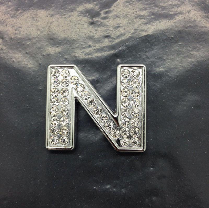 Luxury diy diamond 3d chrome letters number sticker decal decoration - letter n