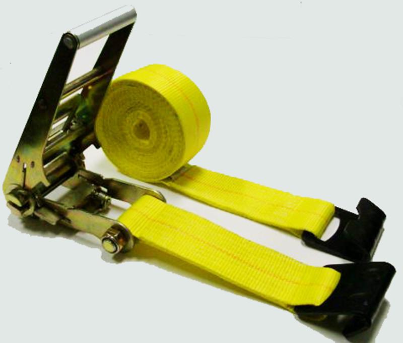 Ratchet tie down strap w/ flat hook. 3" x 30' 