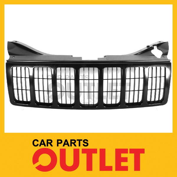 05-07 jeep grand cherokee ptd black grille 2pcs style raw black cross bar insert