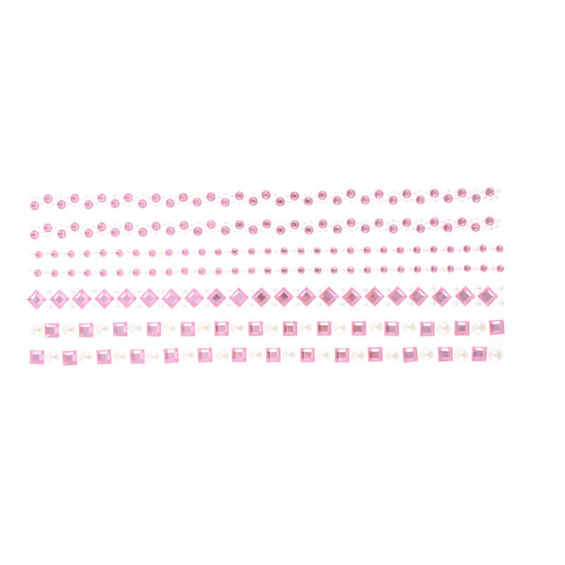 Pink white beads square shape detail car auto diy sticker ornament