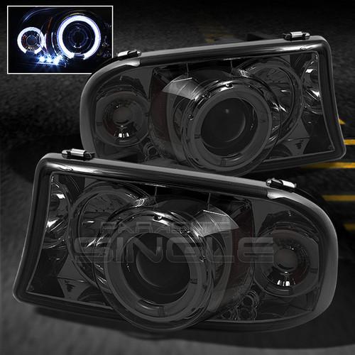 Smoked 97-04 dakota durango halo projector led headlights lights lamp left+right