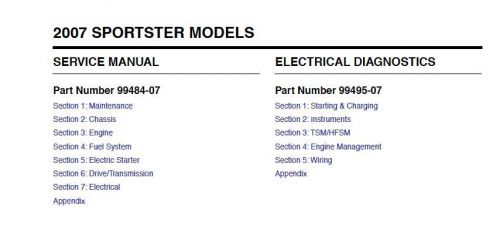 2007 harley davidson sportster xl1200c custom service &amp; electrical manual