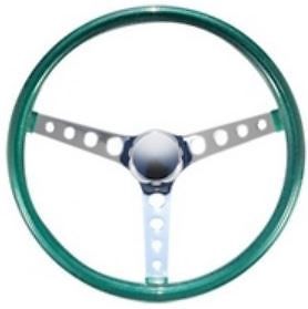 15&#034; 4-hole spoke steering wheel green california metal flake mooneyes kustom