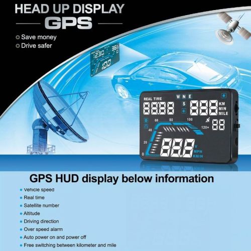 Q7 hud 5.5&#034; hd gps head up display overspeed reminding mph system speedometers