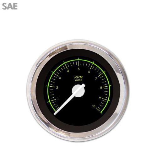 Aurora 1310 tachometer gauge vx black, white needle, chrome trim ring ~