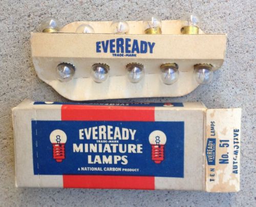 Eveready miniature lamps ten no. 51 automotive bulbs