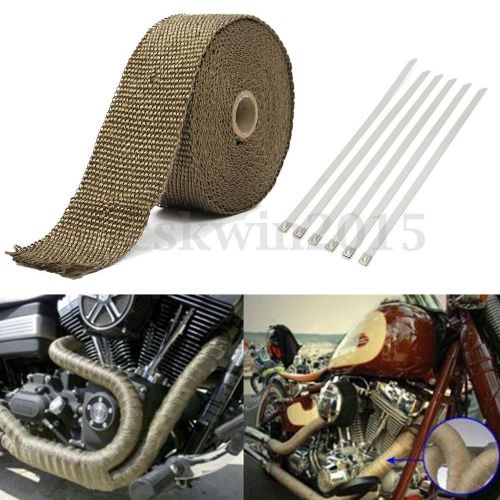 Titanium motor/car exhaust/header heat wrap 2&#034;x25&#039; roll with stainless ties kit