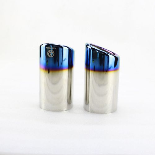 Pair grilled blue chrome outlet tip exhaust muffler pipe fit for vw golf mk7