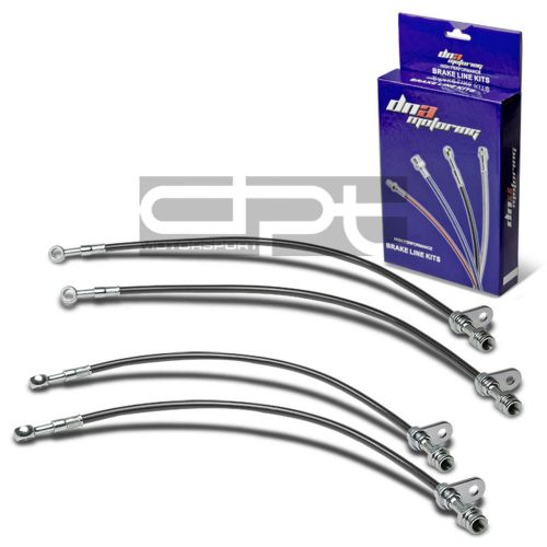 4pc f+r stainless steel hose brake line for 03-07 honda accord cl7 cm5-cm8 black