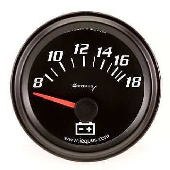 Equus 2 inch black faced voltmeter gauge equus 6268 8-18 volt new