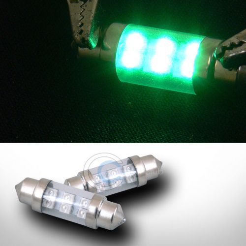 2x green 36mm festoon 6 count smd led light bulbs glove box/dome/map 6418 6423