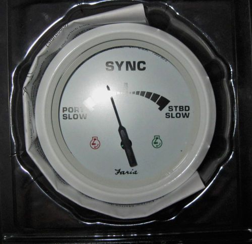 Faria 4&#034; dual engine syncronizer gauge, euro white, nib