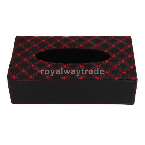 Synthetic leather tissue box paper case holder home office car red black