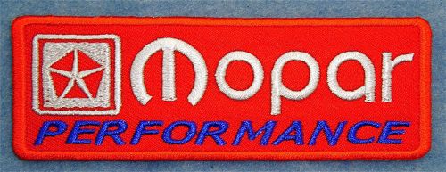 Mopar performance embroidered  patch  4 1/4 inches wide x 1 1/2 inches high