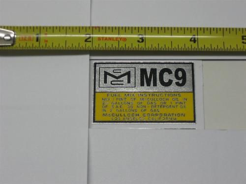 Mcculloch kart shroud decal mc9