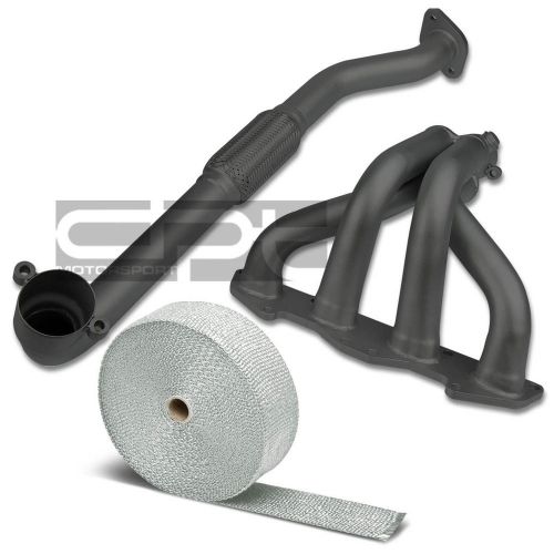 For 2g eclipse/talon/avenger 2.0 nt black coated exhaust header+white heat wrap