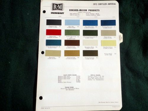 1972 chrysler imperial rinshed mason vintage paint automotive color chips chart