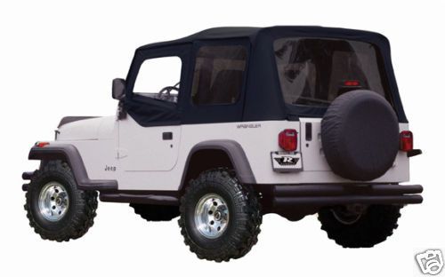 88,,-95 jeep wrangler soft top w/hardware + frame black -rear tint windows 68215