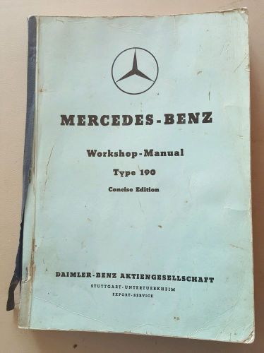 Mercedes-benz workshop manual type 190 concise edition 1959