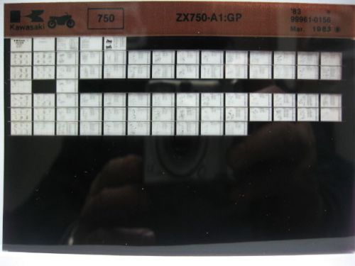 Kawasaki zx750 gp 1983 parts list microfiche nos k407