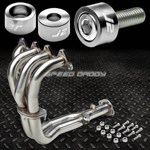 J2 for 92-93 integra exhaust manifold racing header+silver washer cup bolts