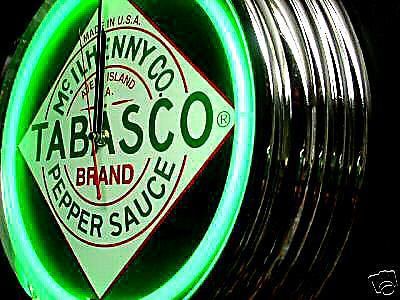 Tabasco beer billiards pool garage man cave neon bar pub sign clock