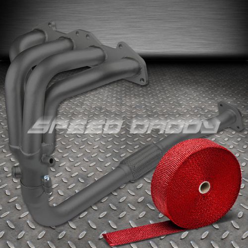 Stainless black coated header for 2g eclipse/talon/avenger 2.0 nt+red heat wrap