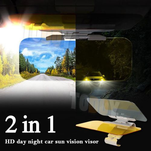 Hot hd anti-glare 2 in 1 auto car flip down shield sun visor day night vision uv