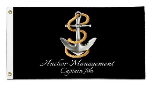 Custom boat flag silver anchor