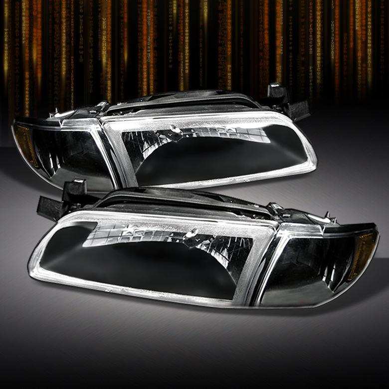 97-03 pontiac grand prix  crystal black headlights w/corner siganl lights pair