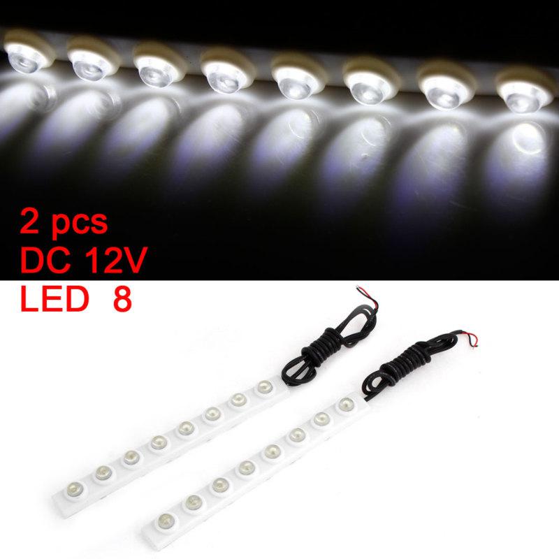 2 pcs white 8 led car auto daytime running lights