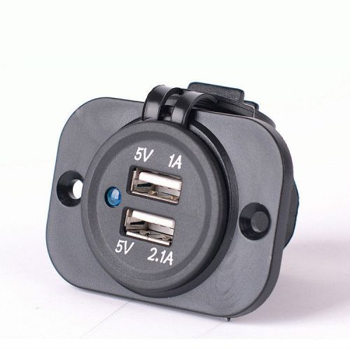 Duel 2 usb outlet 1a 2.1a port socket charger for car boat motorcycle 12 volt