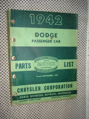 1942 dodge parts book original rare nr numbers list catalog