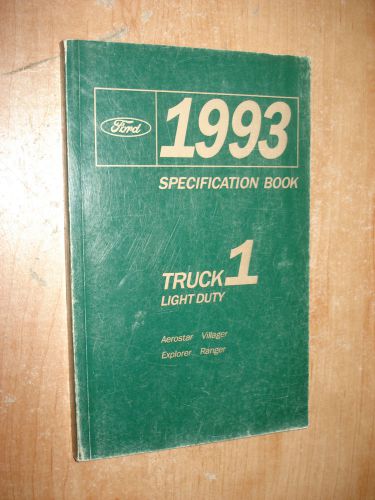 1993 ford truck specifications manual original book ranger explorer &amp; more