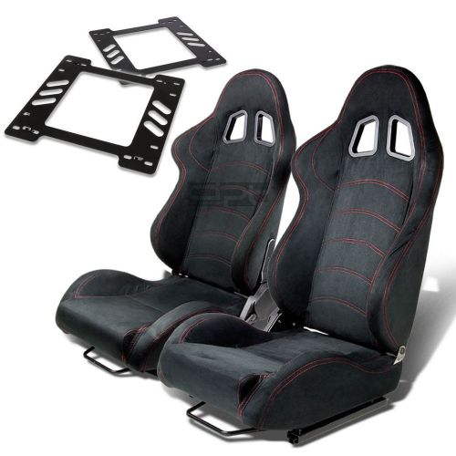 Type-1 racing seat black suede+silder/rail+for 78-88 monte carlo bracket x2