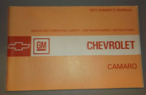 1971 chevrolet camaro owners manual original 1st edition