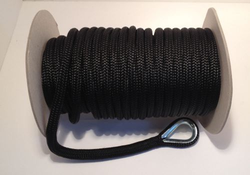 1/2&#034; x 100 &#039;anchor line black double braid nylon made in the usa