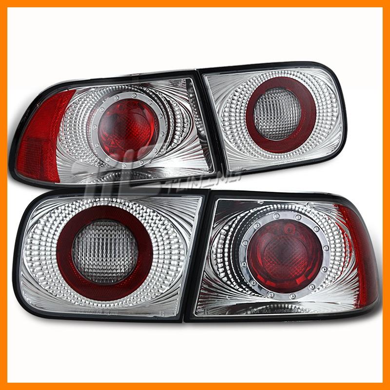 Chrome red altezza style tail lights rear lamp pair new