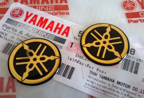 2 x yamaha 100% genuine 25mm tuning fork logo black gold decal emblem stickers