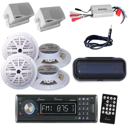 Boat yacht black cd/mp3/usb/sd am/fm, 4x-5.25&#034;black speakers,800w amp,antenna